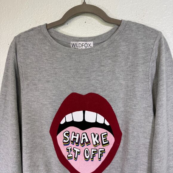 Wildfox Baggy Beach Jumper Women Small Mouth Tongue Sweater Soft Sweatshirt NEW - Picture 5 of 10